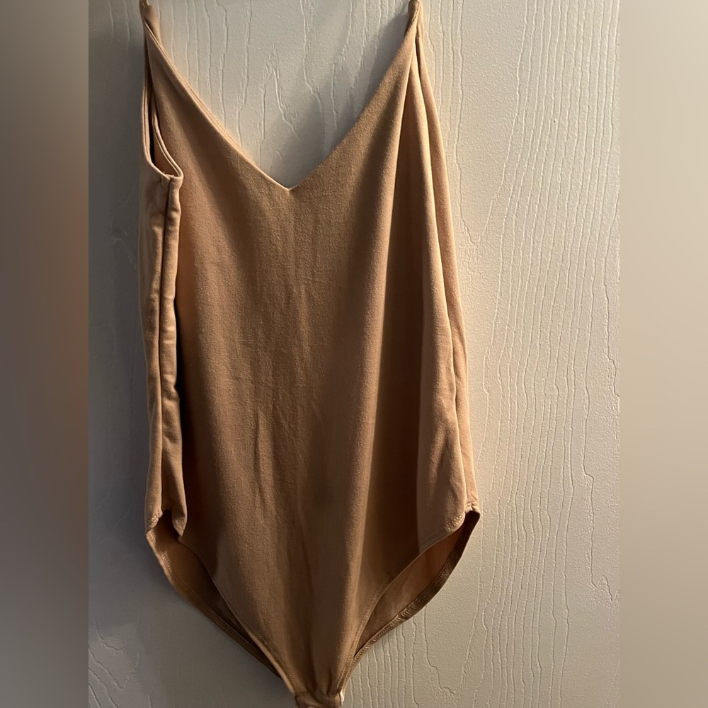 NWOT spaghetti strap tan bodysuit size medium